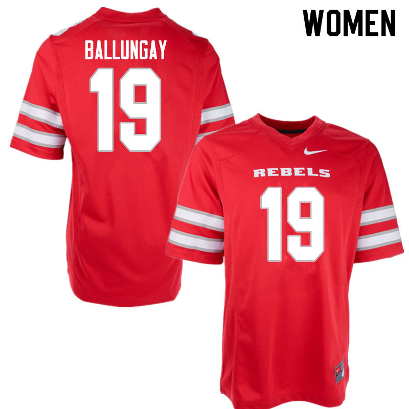 Women #19 Kaleo Ballungay UNLV Rebels College Football Jerseys Sale-Red - Click Image to Close
